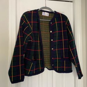 Vintage Tally-Ho plaid cardigan